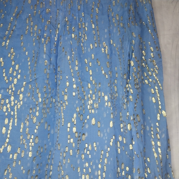 Lilly Pulitzer Colby True Blue Gold Dot Jacquard Metallic Blouse Top Size XXS - Picture 10 of 10